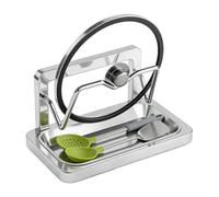 Support pour couvercle de casserole - Organisateur en acier inoxydable de 9,05 pouces | Porte-casserole avec bac d'égouttement amovible, support de rangement multicouche pour planche à découper à