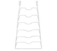 Support pour couvercles - ORION - 6 emplacements - Métal chromé - Blanc - 27,5x47 cm - Suspendu sur porte