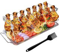 Support pour cuisses de poulet en acier inoxydable, 14 pièces, pour cuisson au four ou au barbecue