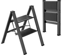 Support pour échelle de toit - Noir - 2 marches - Pliable - Capacité de charge : 150 kg - Aluminium et métal