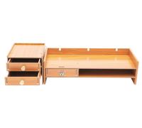 Support pour écran avec organisateur de bureau - Double niveau - MDF - 48 × 20 × 13,5 cm - Capacité de charge : 5 kg - Résistant aux taches - Aspect bois Sakura