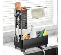 Support pour éponge, pour évier, en acier inoxydable, organisateur pour évier, pour cuisine, égouttoir