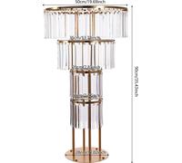 Support pour fleurs de mariage - Quatre niveaux - Dimensions 50 x 90 cm - Pied rond Ø 28 cm - Fer et acrylique - Capacité de charge 8 kg - Doré