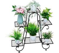 Support pour fleurs d'intérieur et d'extérieur - Métal noir - Support pour pots et paniers à fleurs