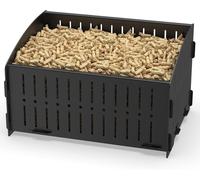Support pour granulés de bois - Panier pour bois de chauffage - Allume-feu pour cheminée - Conception perforée - 28x20x17 cm - Noir