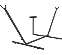 Support pour hamac en acier thermolaqué, 285 x 125 x 110 cm, pour hamacs jusqu'à 280 cm, noir, tablette intégrée, charge maximale de 150 kg, résistant aux intempéries