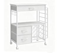 Support pour imprimante avec tiroir et roulettes - Chariot mobile pour imprimante - Structure métallique - À assembler soi-même - Blanc
