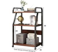 Support pour imprimante - Chariot d'imprimante mobile - 3 niveaux - Rangement - Structure métallique - Roulettes - Marron