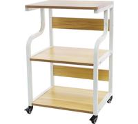 Support pour imprimante - Chariot pour imprimante à 3 niveaux - Avec roulettes - Étagères de rangement - À monter soi-même - Pour le bureau à domicile - Aspect bois kaki