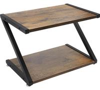 Support pour imprimante de bureau - Organisateur de bureau - 2 niveaux, tablettes en MDF, structure en acier, 44,5 × 28 × 29 cm, pour imprimante/scanner/fax, peu encombrant - Marron