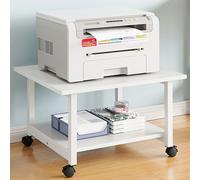 Support pour imprimante, étagère pour imprimante, table pour imprimante, structure métallique robuste (imprimante non fournie), à deux niveaux, blanc