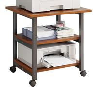 Support pour imprimante, étagère pour imprimante, table pour imprimante, structure métallique robuste (imprimante non fournie), trois niveaux, noir