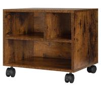 Support pour imprimante mobile - Chariot de documents sur roulettes - Rangement à plusieurs niveaux pour photocopieuses - Bois - Hauteur : 35 cm - Largeur : 30 cm - Couleur : marron rustique