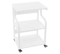 Support pour imprimante mobile - Chariot d'imprimante à 3 niveaux - 50 x 40 x 74,5 cm - Bois - Monté sur roulettes - Pour imprimantes et presses de transfert - Blanc rustique