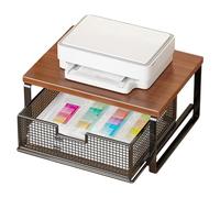 Support pour imprimante, organiseur à 2 niveaux économisant de l'espace, organiseur de bureau, étagère pour imprimante de bureau, pour micro-ondes, comptoir, zone de bricolage, maison, école,