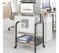 Support pour imprimante - Table mobile pour imprimante - 3 niveaux - Étagère réglable - Structure métallique - Monté sur roulettes - Gris clair
