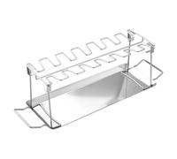 Support pour jambon de poulet, base en acier inoxydable à 14 fentes | Grille extérieure cuisses poulet avec plateau, utilisation en intérieur, extérieur, pique-nique, cuisine, jardin, patio, barbecue