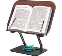 Support pour livres - Support pour livres de cuisine et de lecture - Réglable - Base pivotante à 360° - Pinces latérales élastiques - Pliable - Pour tablette et ordinateur portable - Blanc