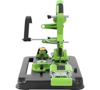 Support pour meuleuse d'angle, compatible avec les perceuses - Fixation pour meuleuses de 100 à 125 mm - Axe de serrage en silicone antidérapant - 2 trous de fixation - Structure métallique - Vert