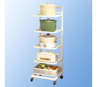 Support pour micro-ondes à 3 niveaux avec tiroir - Étagère de rangement pour micro-ondes avec 5 planches et 1 panier - Étagère peu encombrante pour petites cuisines