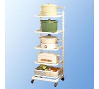 Support pour micro-ondes avec 5 planches et 2 paniers, organisateur de couvercle de récipient alimentaire, étagères de cuisine pour le rangement de comptoir, porte-ustensiles, décoration noire et