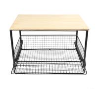 Support pour micro-ondes avec panier de rangement, chariot de cuisine mobile sur roulettes avec roulettes verrouillables, petite étagère à micro-ondes pour comptoir, métal et bois, blanc (noir)