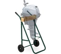 Support pour moteur hors-bord Relaxdays, rangement et transport, pour moteurs hors-bord à arbre long jusqu'à 100 kg, support en acier, vert foncé