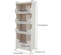 Support pour panier à linge - Trieur à linge à 4 niveaux - Pliable - Grande capacité de 30 kg - Avec roulettes - Plastique PP - Blanc
