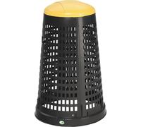 Support pour paniers D525xH880mmPP noir couvercle jaune pour sacs de 120l