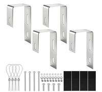 Support pour panneaux solaires, ensemble de 4 pièces - Acier inoxydable, fixation sans perçage - 17x12x5 cm - Montage sur balustrade