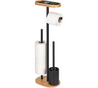 Support pour papier toilette et brosse de toilette avec tablette pour téléphone RIVALTA, 4en1, noir