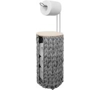 Support pour papier toilette - Organisateur de salle de bain - Couvercle en bois - Design compact - Gris