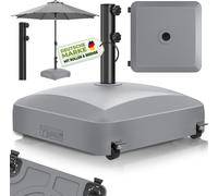 Support pour parasol tillvex® PAVERA avec roulettes et freins Gris | Support pour parasol remplissable 37 litres / 56 kg | Poids du parasol Parasol et parasol de marché Ø 1,8-3,7 m | Support pour para