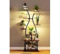 Support pour plantes avec lampe à spectre complet - Étagère à fleurs à 8 niveaux, hauteur 155 cm, en métal et en bois - Support décoratif pour fleurs, pour l'intérieur et l'extérieur, le balcon et le 