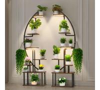 Support pour plantes avec lampe LED pour plantes/lumière de croissance - Étagère à fleurs/escalier pour plantes à 7 niveaux, lot de 2 - 3 minuteries - 10 niveaux de luminosité - Pour le salon - 55 x 2
