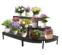 Support pour plantes, conception à 3 niveaux, matériau en fer, capacité de charge de 15 kg par niveau, structure à plusieurs niveaux, assemblage requis