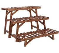 Support pour plantes, conception à 3 niveaux, structure en bois durable, brun foncé