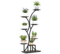 Support pour plantes COSTWAY avec lampes de culture, étagère à plantes à 8 niveaux, support pour fleurs, escalier à fleurs en métal et bois, étagère à fleurs, 67 x 30 x 146 cm