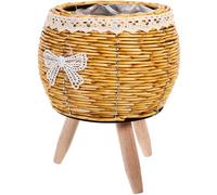 Support pour Plantes D’intérieur en Bois, Panier Tressé Trépied Khaki | Pot de Fleurs et Plantes, Style Moderne Délicat, Plastique et Bois, Présent, la Cuisine Intérieure
