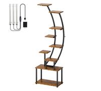 Support pour plantes d'intérieur avec 3 lampes de croissance, Support de fleurs 9 niveaux, étagère demi-lune pour salon et terrasse