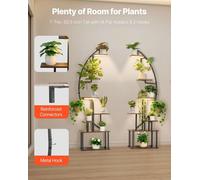 Support pour plantes d'intérieur avec lampes de culture, étagère à plantes éclairée à 7 niveaux de 166,5 cm de haut, lot de 2 supports métalliques d'angle pour plantes, 3 minuteries et 10 niveaux de l