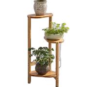 Support pour plantes en bambou, design à 3 niveaux, adapté à l'intérieur et à l'extérieur, bois naturel