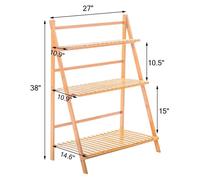 Support pour plantes en bambou - Étagère à fleurs à 3 niveaux - Étagère pliante en forme d'échelle - Pour pots de fleurs, intérieur et extérieur - 70 x 38 x 97 cm