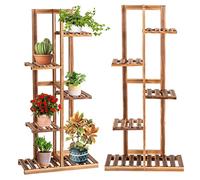 Support pour plantes en bois avec étagères multiples à 5 étagères, étagère multifonction et peu encombrante, présentoir, bibliothèque, étagère ouverte pour jardin, salles de bains, bureaux,