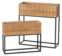 Support pour plantes en métal avec une jardinière en bois ANETA, hauteur 40-59,5 cm, lot de 2