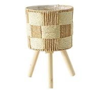 Support pour plantes en osier, support pour plantes en rotin de 8, 3 x 7, 1 x 5, 9 pouces avec membrane et pieds imperméables, panier de fleurs tissé à la main pour jardinière en rotin intérieur et ex