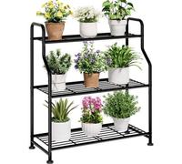 Support pour plantes - Étagère à fleurs - 3 niveaux en métal - 68,6 x 29 x 74,4 cm - Noir