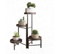 Support pour plantes - Étagère à fleurs modèle C avec 4 niveaux - Pliable - En métal - Modèle d'angle - Pour intérieur et extérieur - Noir