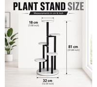 Support pour plantes - Étagère verticale à 5 niveaux - Pour intérieur - Design rond - Structure en métal - Blanc