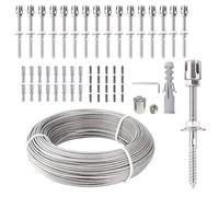 Support pour Plantes Grimpantes,Kit Palissage Plantes Grimpantes,10m,Système Professionnel Complet,Comprend Les Supports Muraux Et Le Câble en Acier De 3 mm (8 Supports,10 Mètres De Câble)